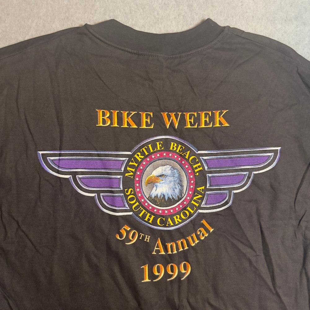 Vintage 1999 Myrtle Beach Bike Week 59th Annual T-Shirt Black Large Biker 90s